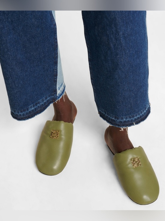 Loewe Shoes - Loewe Anagram Leather Mule Slides